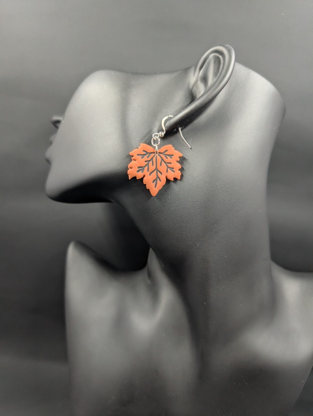 Orange Leaf Dangle Earrings